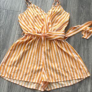 Striped Orange and White Romper